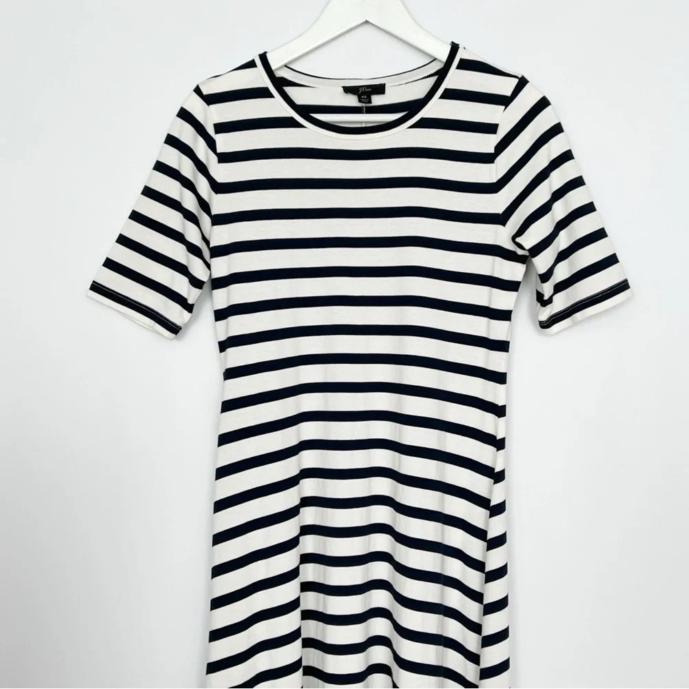 J.Crew Sunset Striped Knit High Low Maxi Dress Ivory Navy XS - Picture 7 of 12